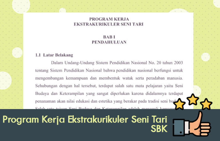 Program Kerja Ekstrakurikuler Seni Tari Sbk Ekstrakurikuluer