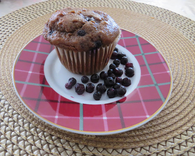 Thel's Kitchen Blueberry Molasses Bran Muffins