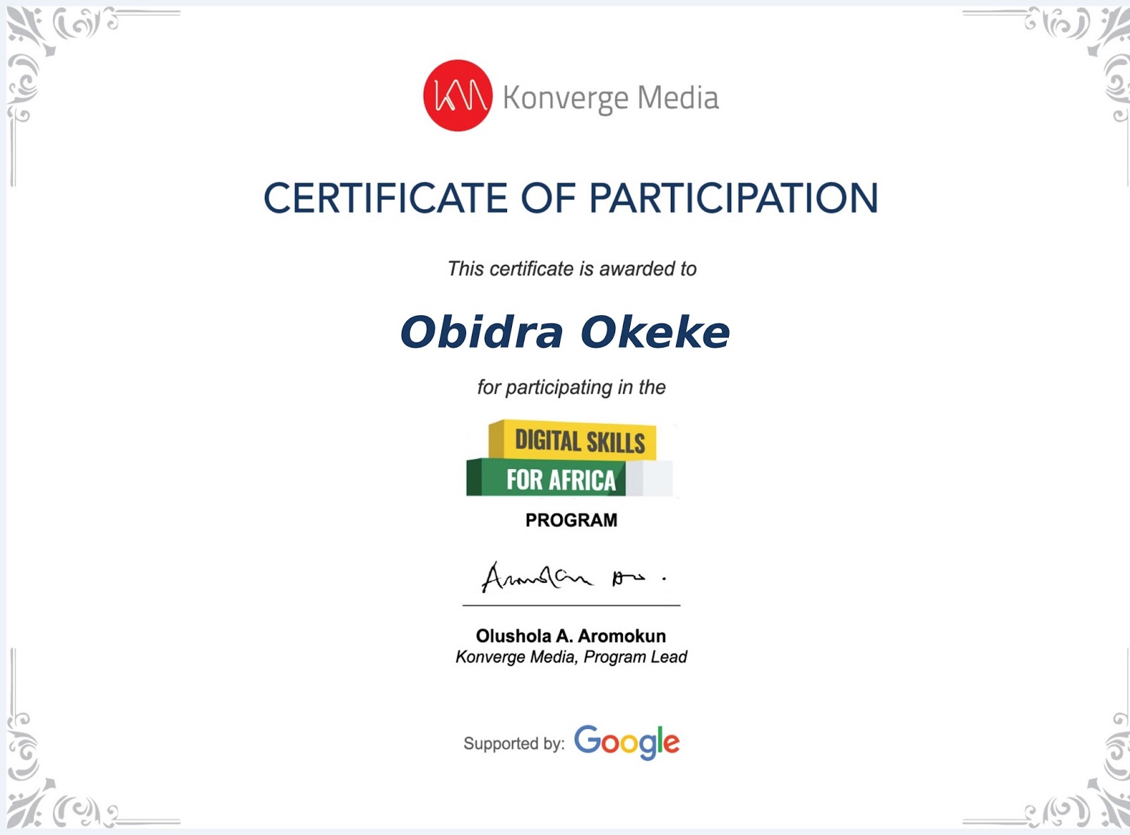 participant certificates