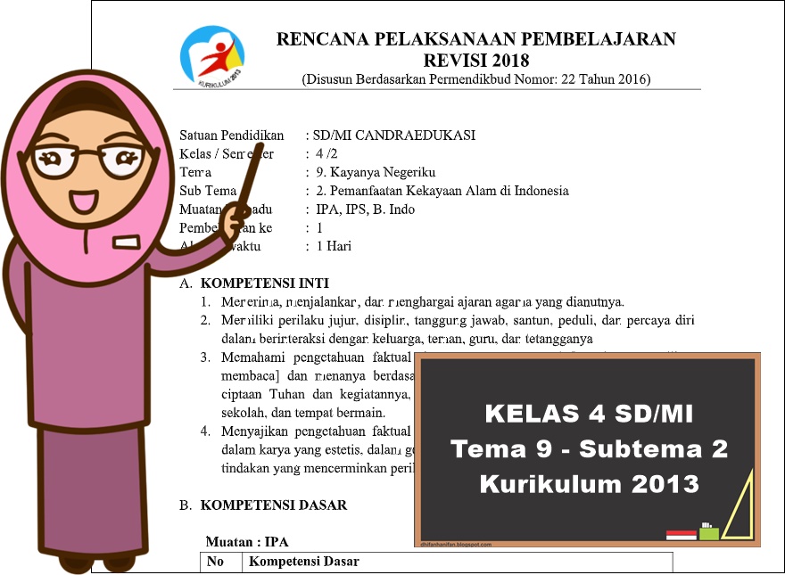 Rpp K13 Sd Mi Kelas 4 Tema 9 Kayanya Negriku Subtema 2 Teori Dan Soal