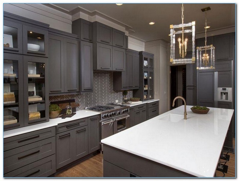 Kitchen With Grey Cabinets Home Interior Exterior Decor