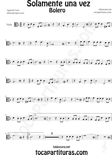 Partituras de Solamente una Vez para Viola en Clave de Do en tercera línea Solamente una Vez Sheet Music Solamente una vez Partituras de Boleros en tocapartituras.com