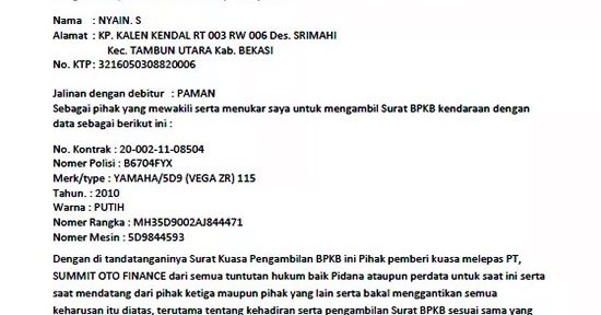 Contoh Surat Kuasa Pengambilan Nomor Ujian Cpns