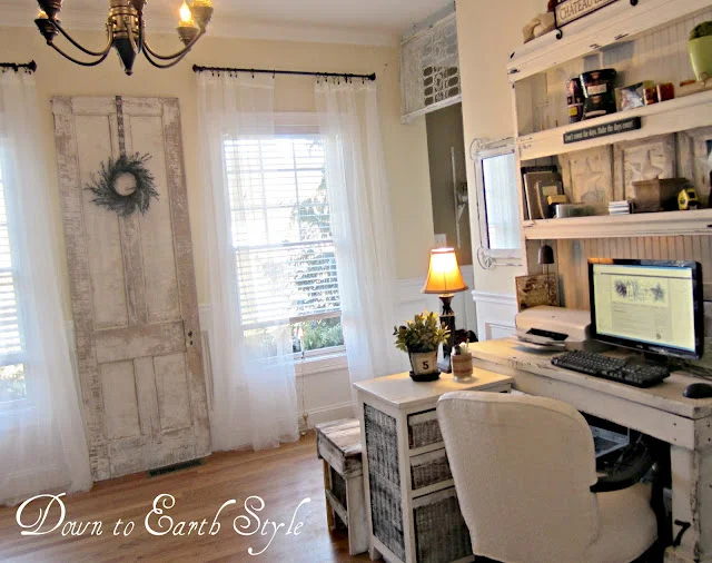 Salvage styled office by Down To Earth Style via I Love That Junk