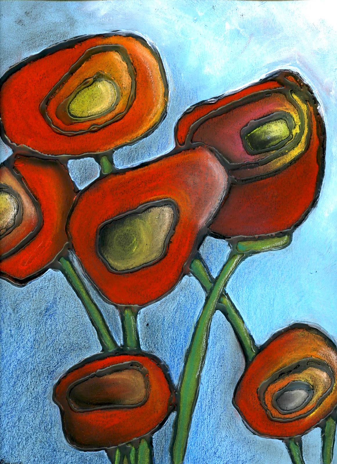 that artist woman Chalk Pastel Poppies