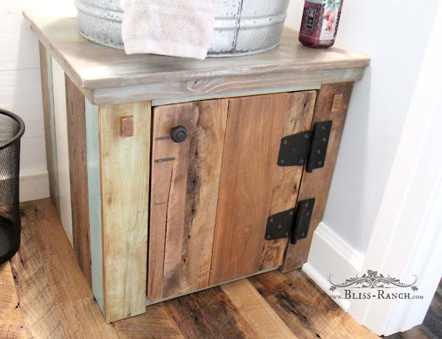 Galvanized tub sink with wood scrap cabinet, Bliss-Ranch.com