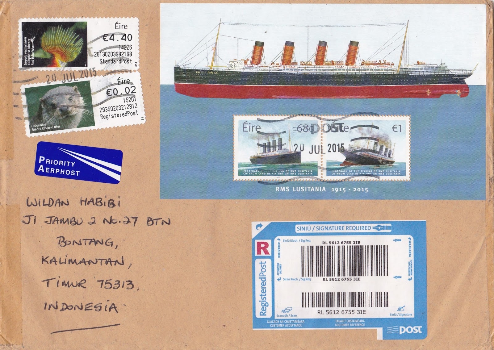 Ireland Registered Mail Hallery Stamp