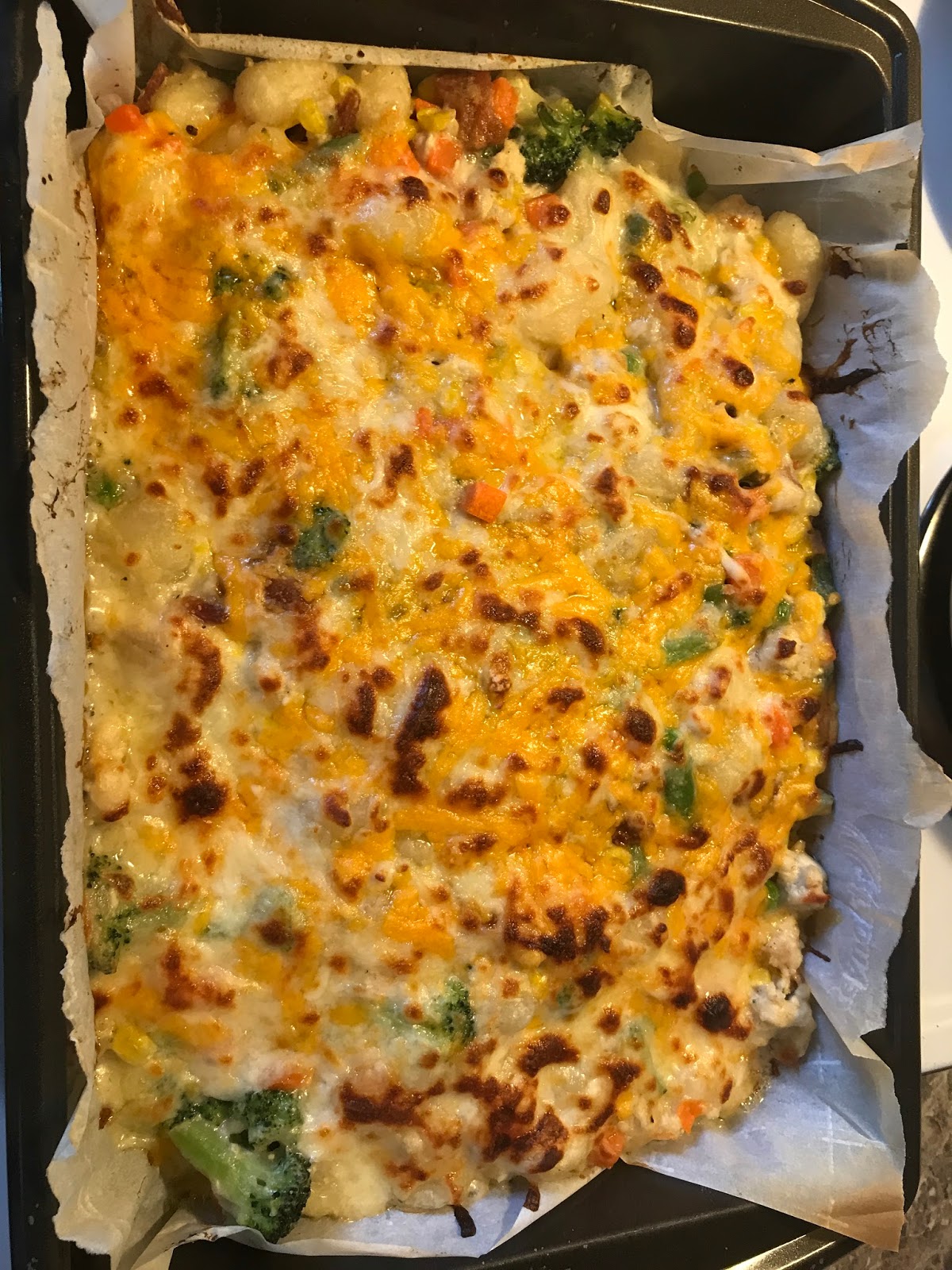 Homemade Skinny Loaded Chicken Alfredo Gnocchi Bake