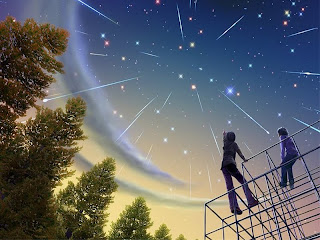 seeing rain stars starslight sky at night anime wallpaper