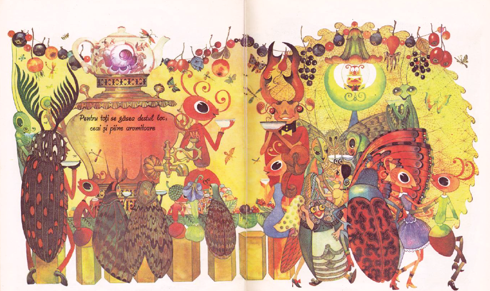 جشن با شکوه حشرگان در منزل قوطي کنسروي مورچه شجاع گنادي پاوليشين gennady pavlishin painting نقاش روس روسي روسيه  جا و غذا و خوراکي هاي خوشمزه به اندازه کافي موجود بود . سماور سماوور قوري کتري کتل کتر کتلي شير چاي قهوه سوسک گوزني سوسکهاي شاخدار شاخ دار شاخک فنجان کاسه پياله ميز صندلي مبل مبلمان مبلي مبله چراغ لامپ لامپا لامپي حشره شب تاب کرم شبتاب حشرات مصباح نور سوسکها لارو رقص رقاص رقاصي رقاصان رقاصه رقاصگان رقاصها مور مورچه موري موران مورک ملخ ملخي ملخها ملخک جيرجير جيرجيرک جيرجيري جير جير جيري جيره غذا غذايي طعم طعام طعمه آذين بندي ميوه جات زالزالک گيلاس آلبالو سيب تزئين تزئينات بند نخ طناب ريسمان کفش دوز دوزک کفشدوز کفشدوزک پا کوب پاي کوبي پاکوبي پايکوبي پايکوبان رقصان باشکوه با شکوه مند شکوهمند  لباس مهمان مهماني مهمانها جشن واره جشنواره سارافن سارافون رخت جامه ميهمان ميهماني ميهمانها در درب قوطي حلبي براق کنسرو کنسروي حلب تار عنکبوت عنکبوتي پرواز حشرگان حشرات حشره انگور گلابي انجير آذوقه لذيذ آويزان ميزبان ميزباني صاحب خانه صاحبخانه غذاي خوشمزه خانگي پذيرا پذيرايي پذيرش دعوت خوش و بش خوشي خوشحالي گفت و شنود شنيد شنيدن گفتن سخن حرف صحبت شاد شادي شادمان شادماني رقاصي منزلت روميزي سفره تاري برگ برگي کلاه کله گل گلي گلگلي چراغ چراغي چراغان چراغاني عروسي دامادي عروس داماد فانوس فانوسي There was room enough for all and goodies as well .