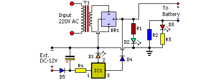Mobile Phone Battery Charger Circuit Project
