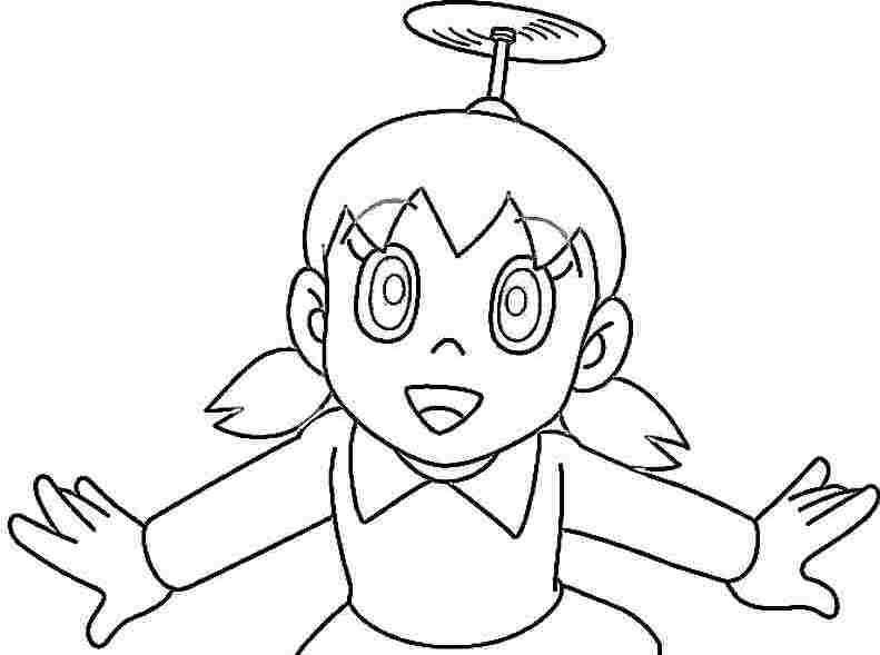 Sketsa gambar shizuka untuk belajar mewarnai anak