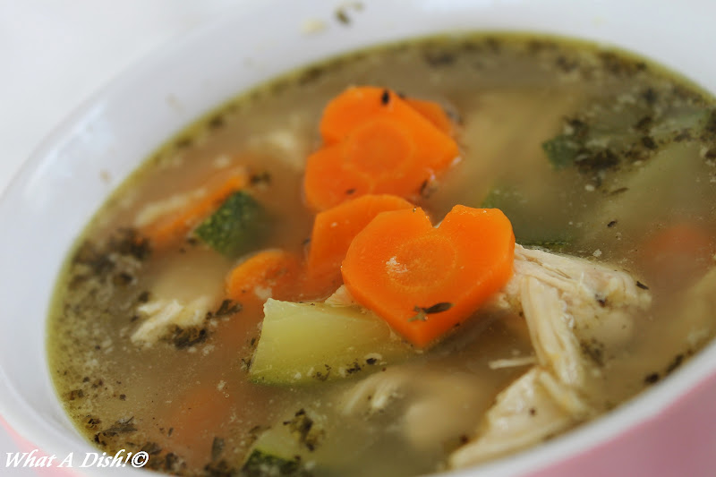 What A Dish! Chicken & Zucchini Soup with HeartShaped Carrots
