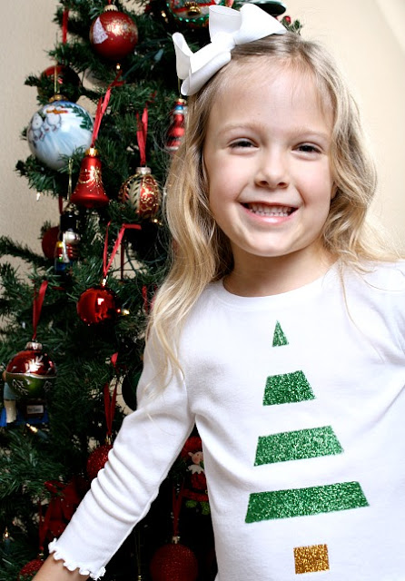 Easy Glitter Christmas Tree Shirt Tutorial