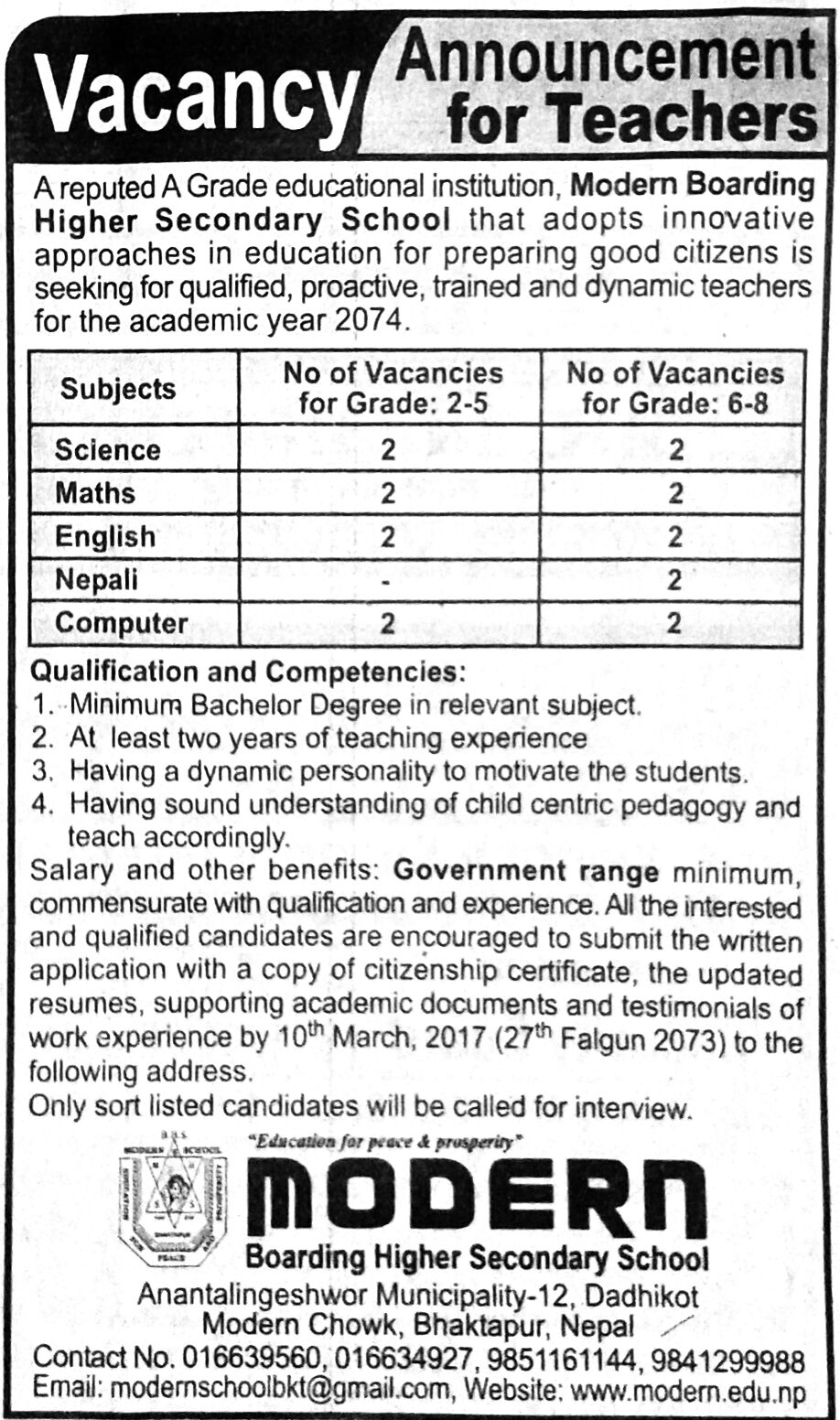 Job News In Nepal Vacancy Announcement For Teachers In Kathmandu job-news-in-nepal-vacancy-announcement-for-teachers-in-kathmandu