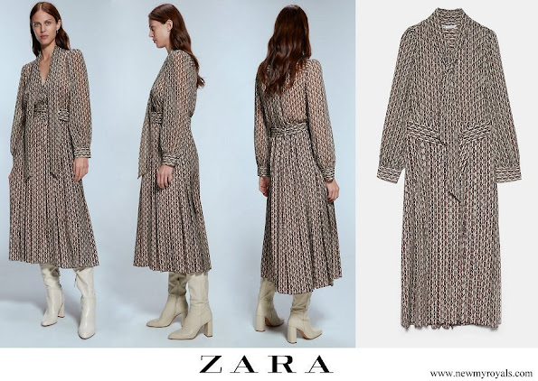 Crown Princess Victoria wore Zara pleated printed dress