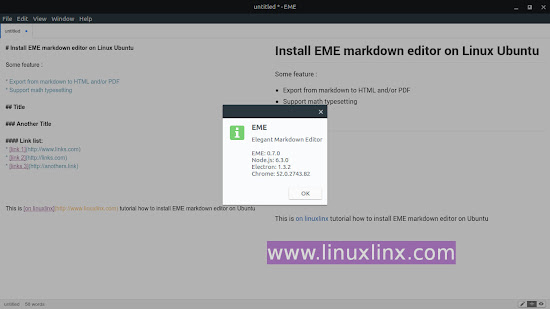 EME markdown editor for Linux Ubuntu able to export markdown to html/pdf