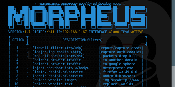 Morpheus - automated ettercap TCP/IP Hijacking tool