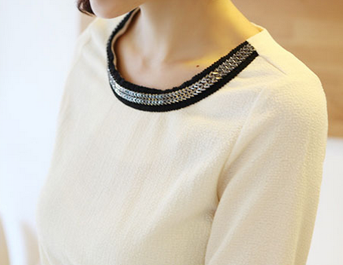 [Secret2Girls] Polyester Blouse with Gold Chain Chain Accents ...