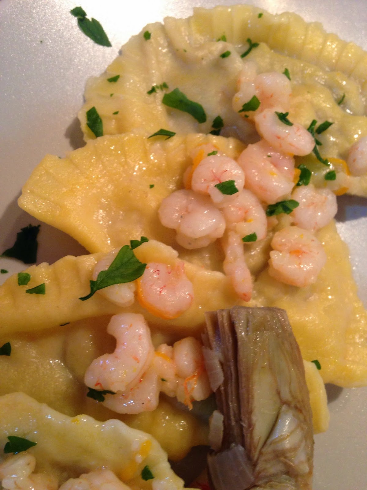 Ravioli carciofi e gamberetti