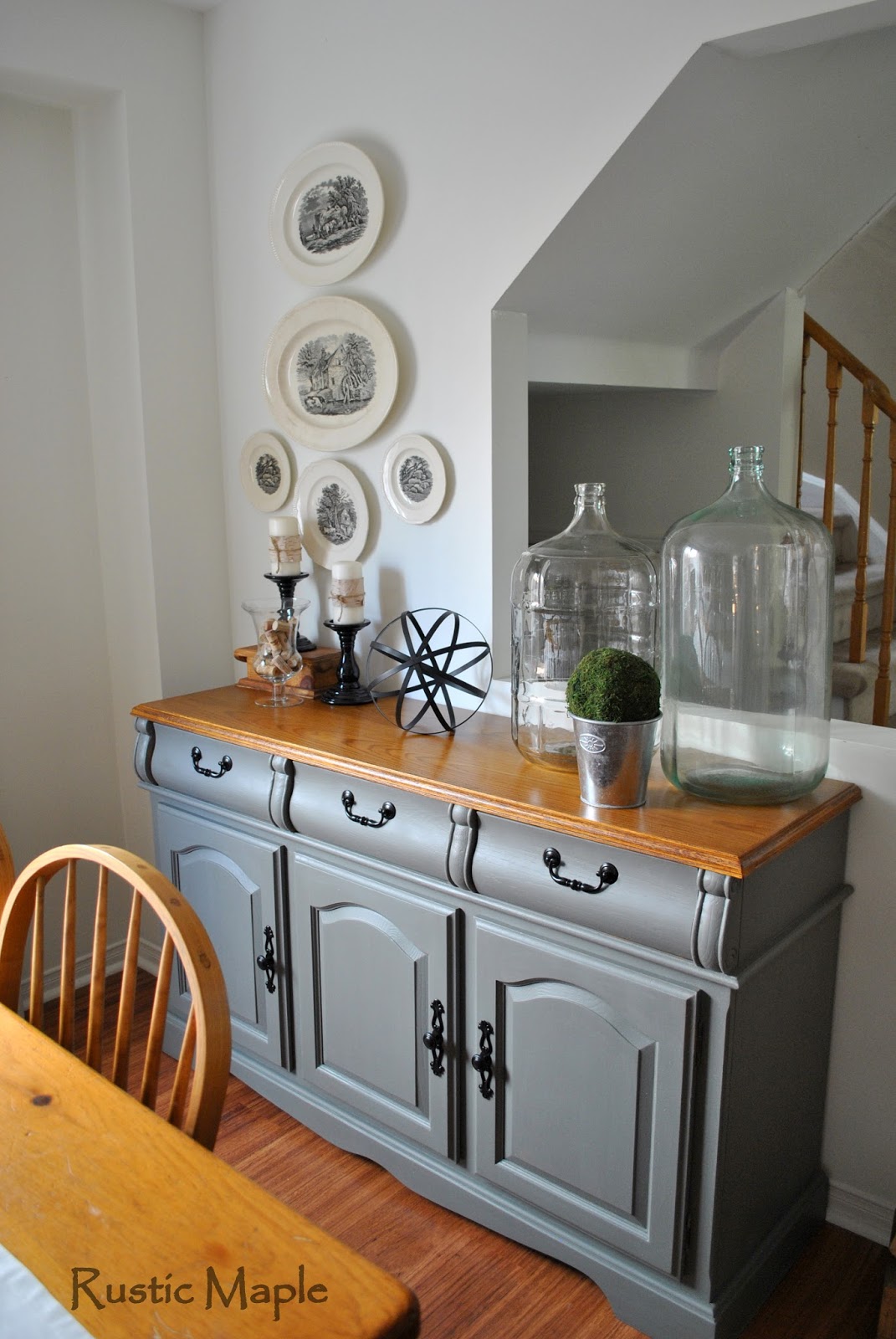 buffet painted country chic paint cobblestone furniture oak maple makeover rustic refinished natural dining sideboard hutch wax via different grey