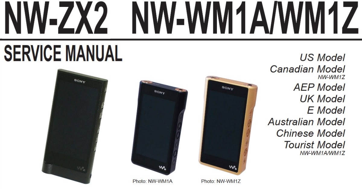 The Walkman Blog: Sony NW-WM1 and NW-ZX2 Service Manuals