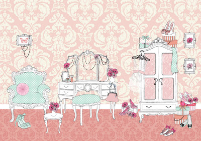 Pattern course student signed by Wallpapered.com! SW vintage boudoir 01