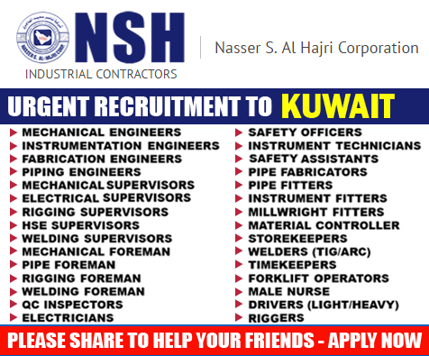 Recruitment To Kuwait Company Nsh Free Ticket Job2gulf