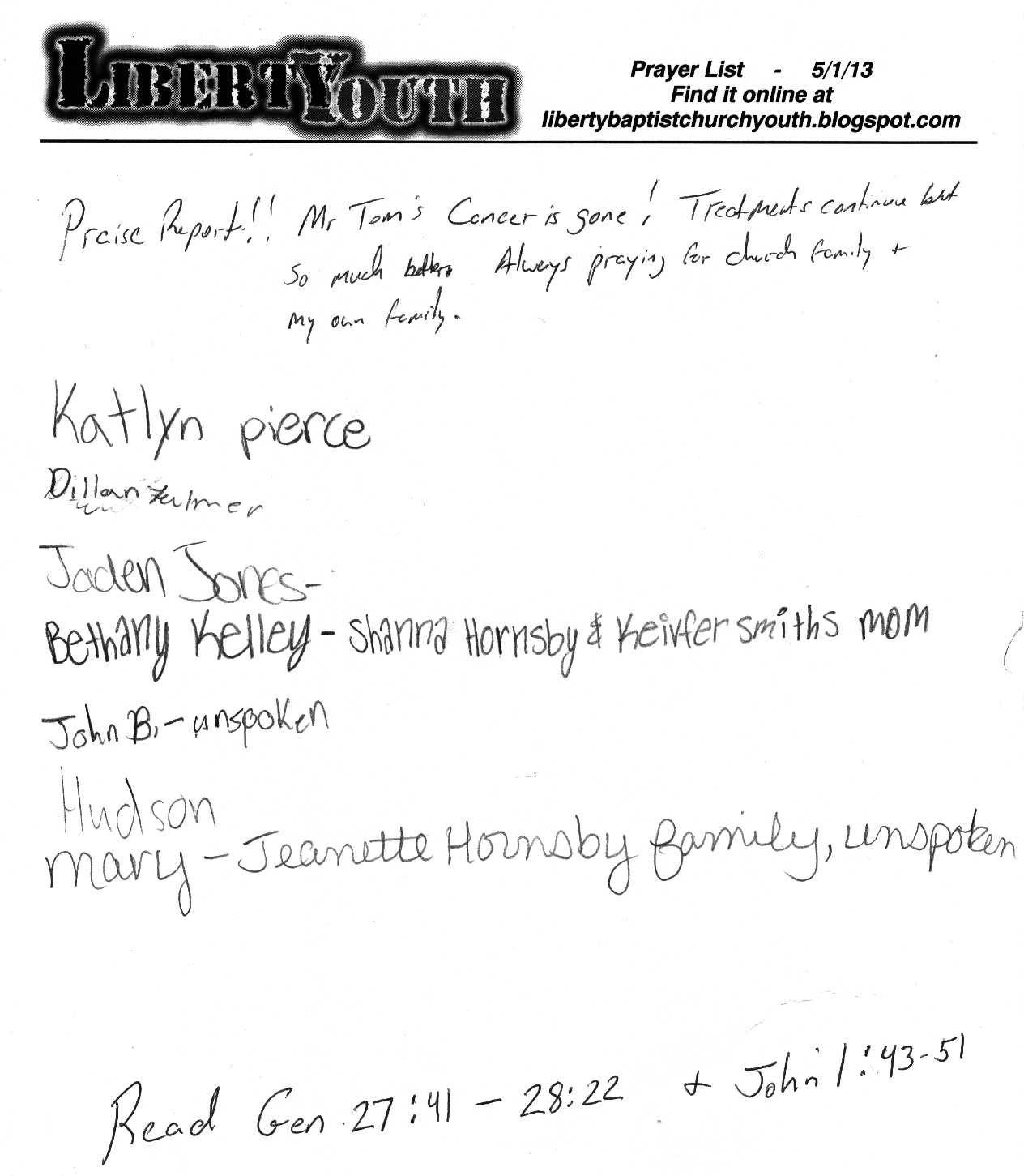 Liberty Baptist Church Youth Tallassee AL Prayer Lists liberty-baptist-church-youth-tallassee-al-prayer-lists