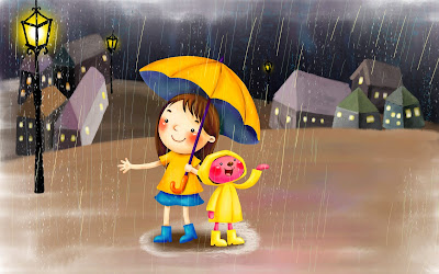 Gambar Hujan Kartun Lucu Animasi Hujan Lebat Bergerak