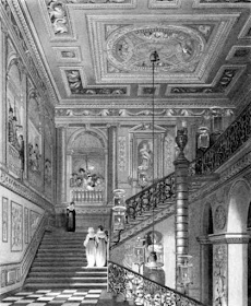 The Great Staircase, Kensington Palace, from The History of the Royal Residences by WH Pyne (1819)