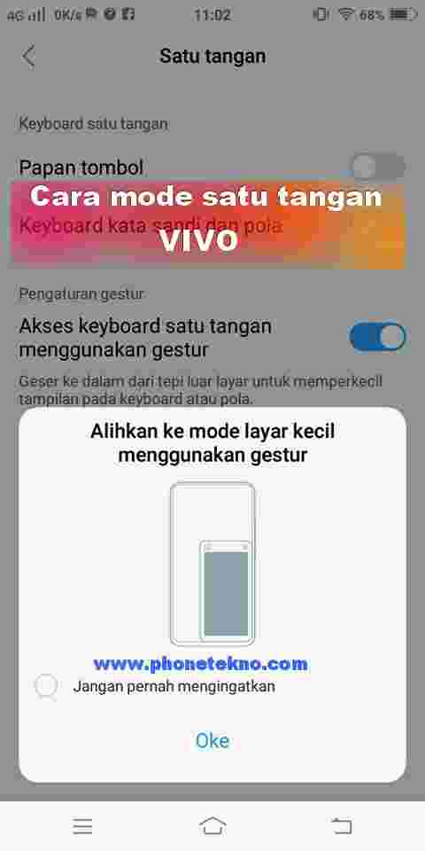 Cara Mode satu tangan layar kecil Vivo V9  Phone Tekno