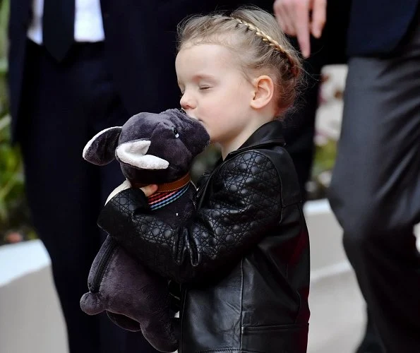 Prince Albert, Prince Jacques, Princess Gabriella and Pierre Casiraghi. Princess Charlene is wearing Akris jacket