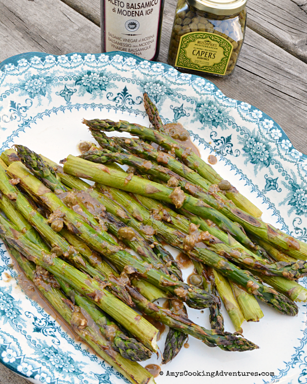 Grilled Asparagus with Balsamic Caper Vinaigrette cookoutweek