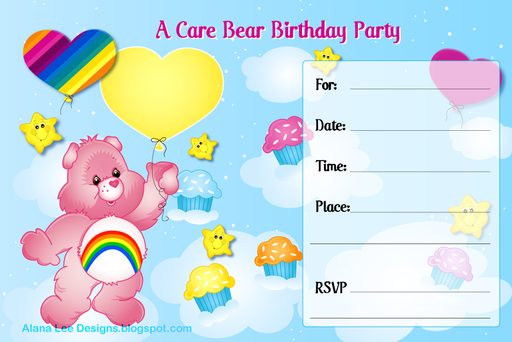 Free Printable Care Bear Invitations