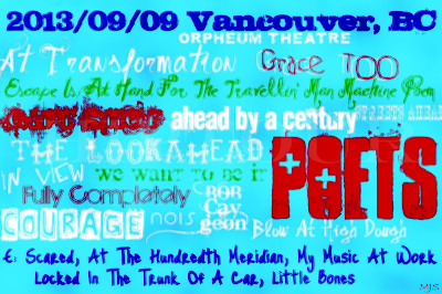 2013/09/09 Vancouver, BC Tragically Hip Setlist Art