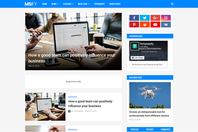 Msify - Responsive Minimal Blogger Template