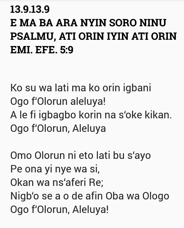 Tonic solfa of We are nevery never weary (Ko su wa lati ma ko orin to