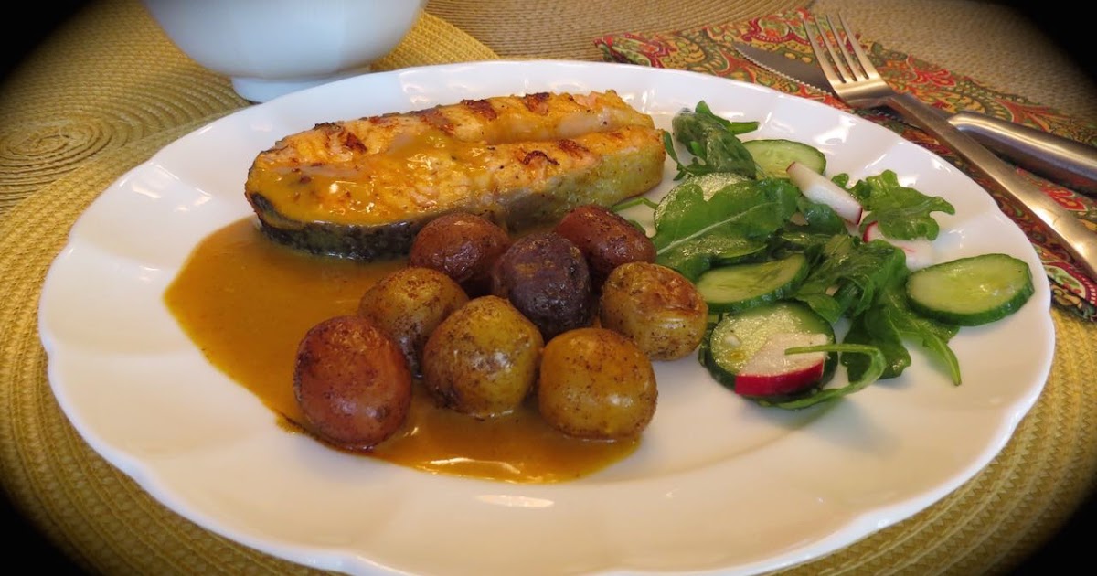 La cuisine de Messidor Darnes de saumon bbq, sauce clémentines au cari