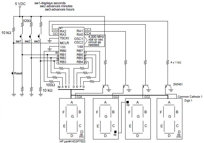 diagram ingram: Digital Clock Using with PIC16C54