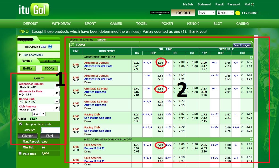 Panduan Bermain Parlay & Hitungan Parlay - ITUGOL Situs Judi Bola
