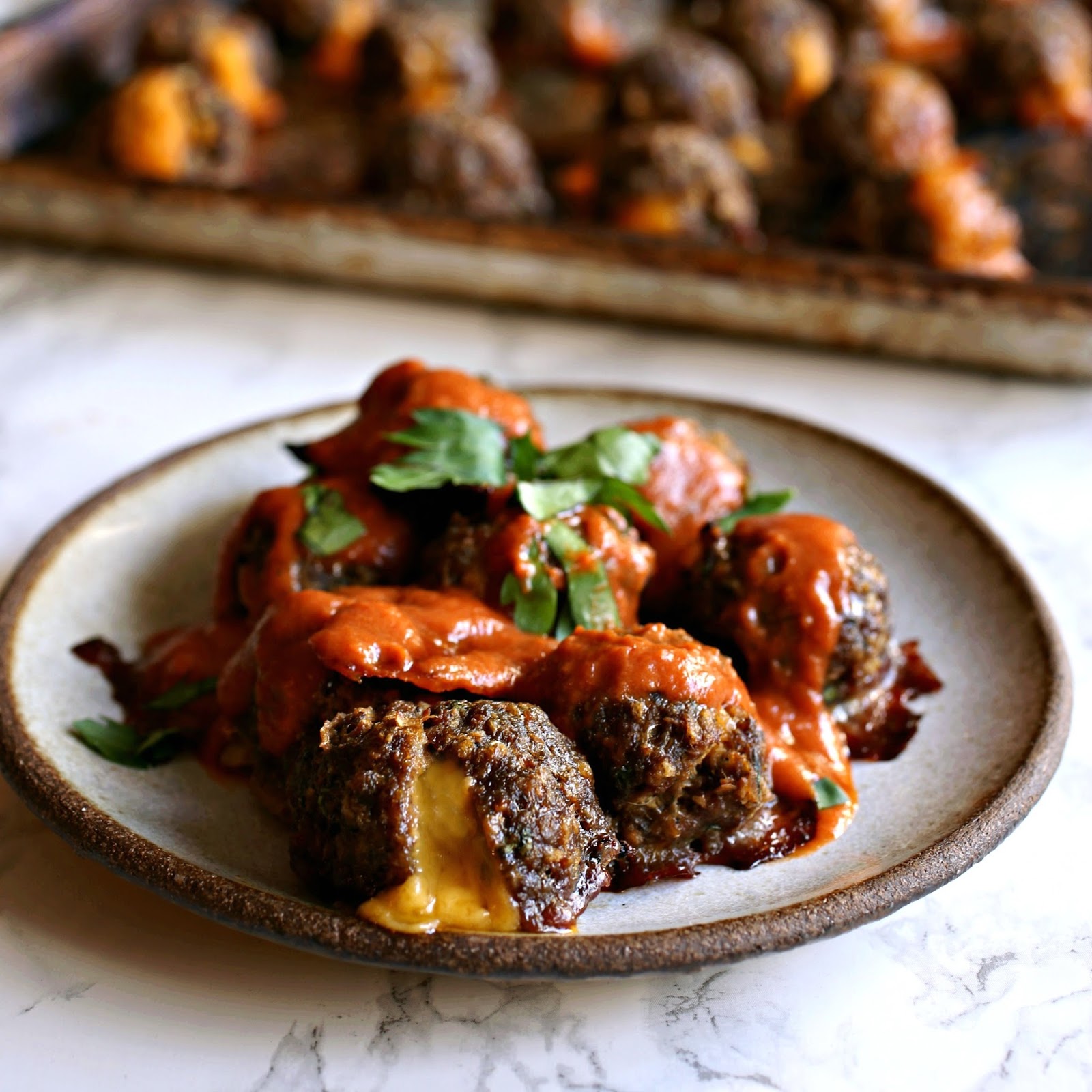 Hungry Couple Southwestern Cheddar Stuffed Meatballs