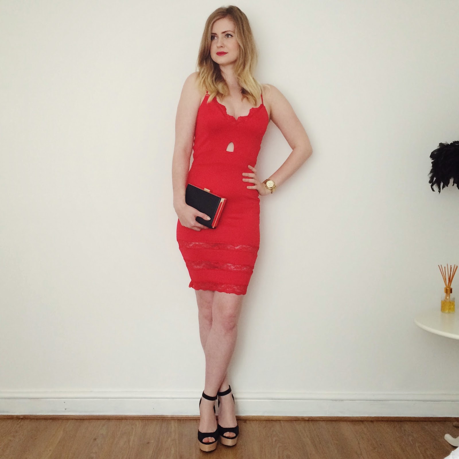 Celeblook review, Red lace dress, fashion bloggers, cocktail wear, FashionFake