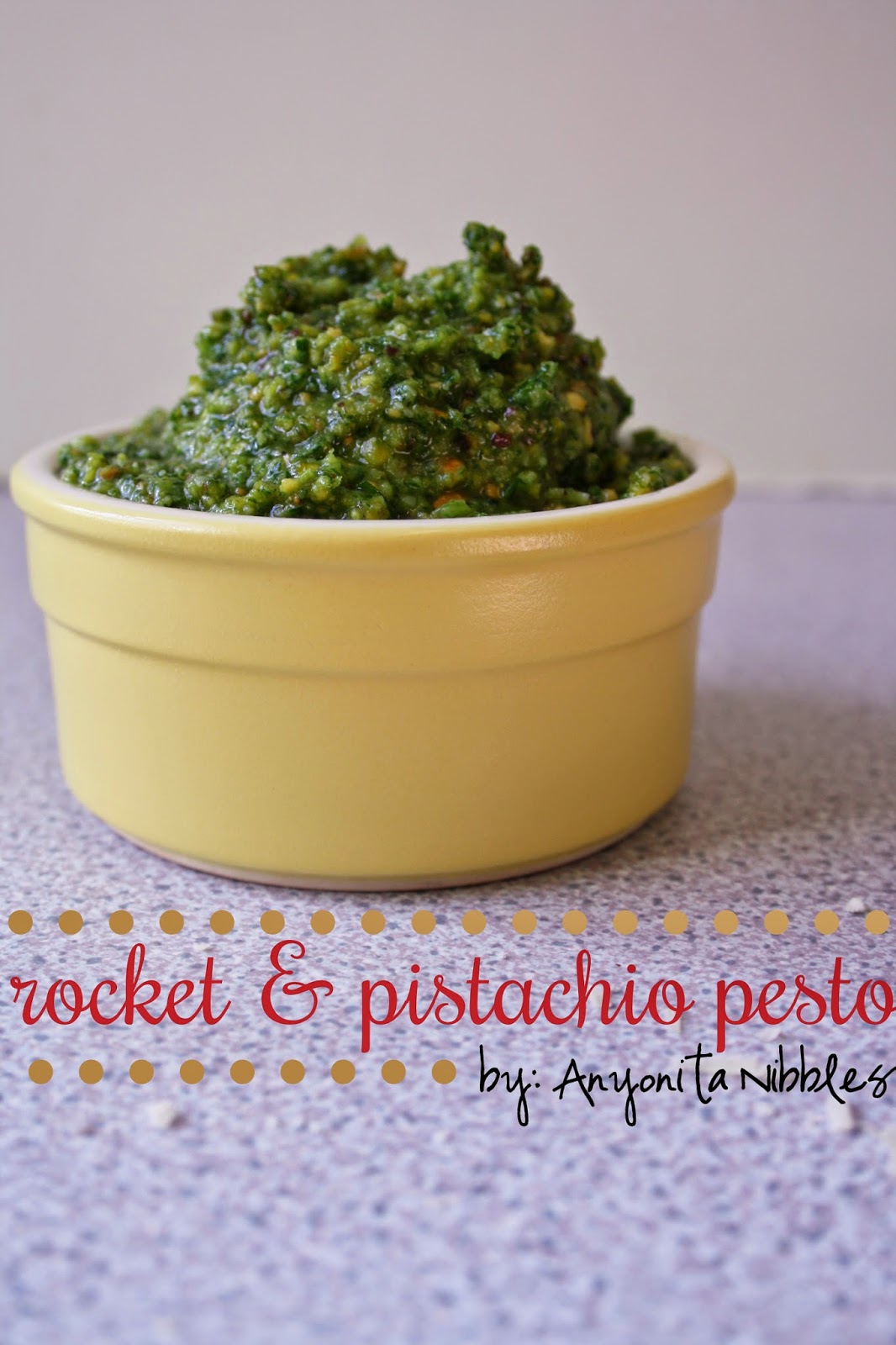 Decadent and delicious rocket pistachio pesto from Anyonita Nibbles