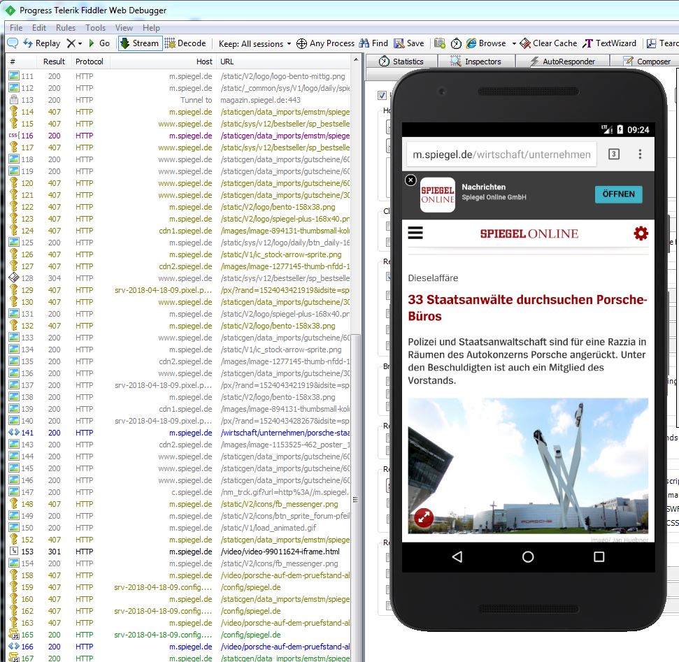 How to record native mobile application with fiddler, and convert to loadRunnerscript