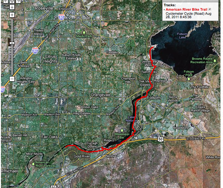 American River Bikeway Google Satellite Map 