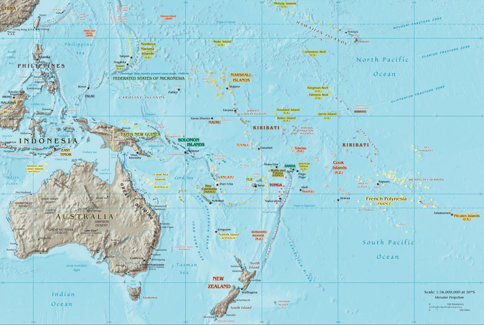 OCEANIA - GEOGRAPHICAL MAPS OF OCEANIA