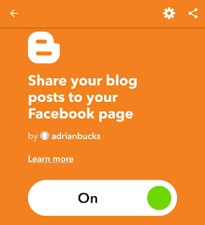 Turn on Blogger Facebook IFTTT applet