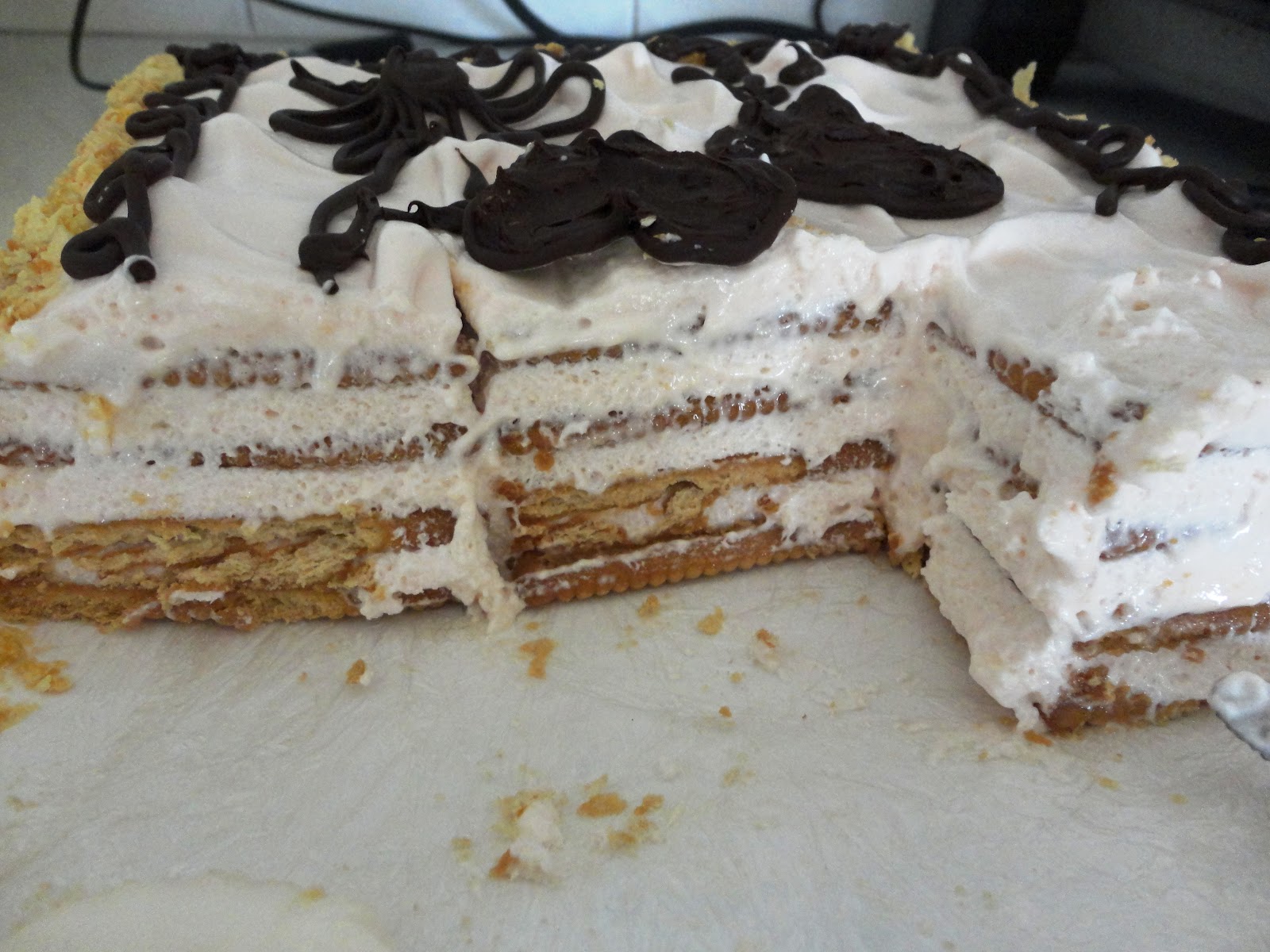 Inesas Sweets Biscuit Cake with Marshmallow Frosting