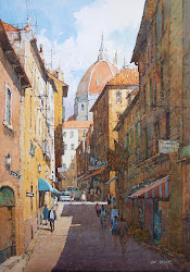 watercolor street florence ramsay watercolors ian italy paintings painting watercolour painted artist artists winter scene streets water landscape ianramsay artwork